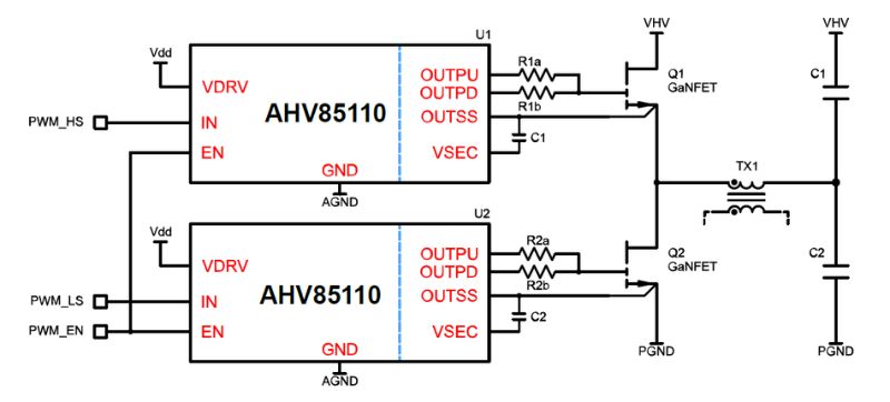 AHV85110 typical application circuit.