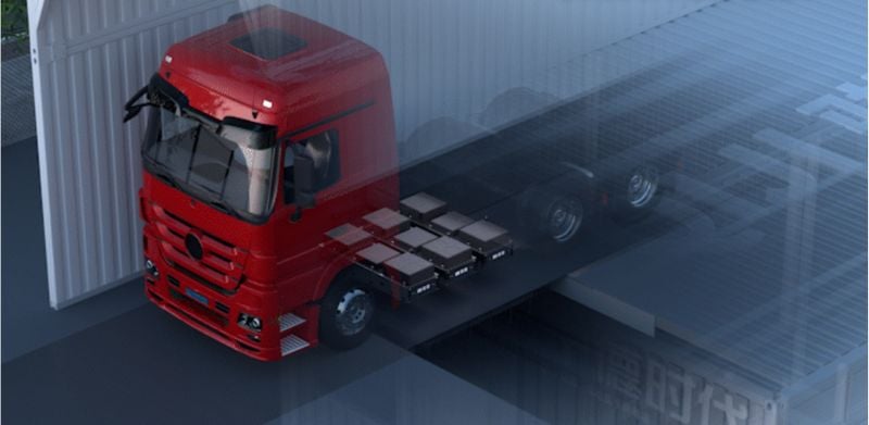 A CATL truck battery-swapping station