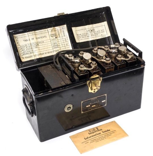 A pack of nickel-iron cells manufactured for electric cars in the early 1900s