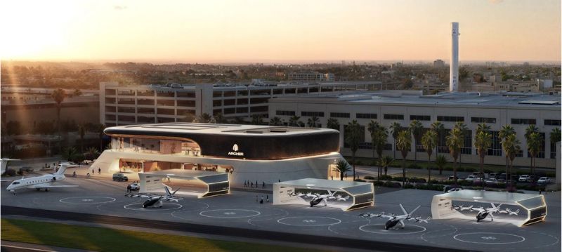 A rendering of Archer Aviation's plans for Los Angeles's Hawthorne Airport.