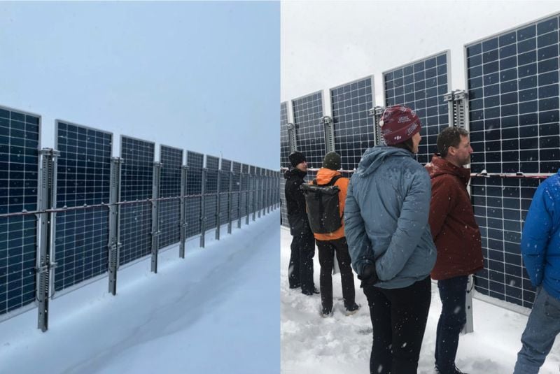 A research team visits a Swedish vertically arranged PV pilot plant in 2024