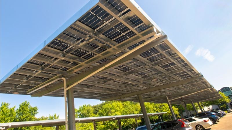 A solar canopy at Rutgers University.