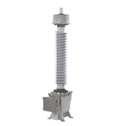 Capacitor voltage transformer (CVT). Image used courtesy of HitachiEnergy.