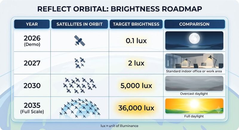 Anticipated timetable for increasing illumination