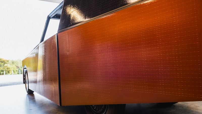 Close-up on the exterior of Deep Orange 17, showing integrated solar cells.