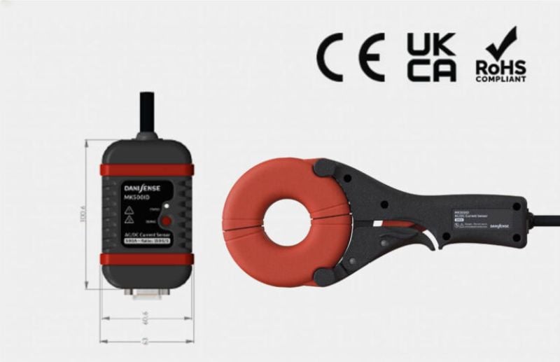 Danisense MK500ID clamp-on current transducer designed for high-accuracy, non-intrusive AC and DC current measurement up to 500 A. 