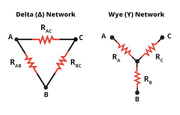 Delta and Wye electrical network configurations