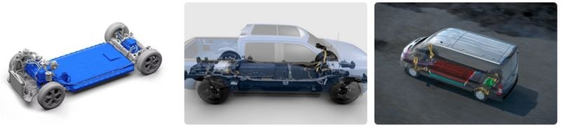 EV battery setups for Ford’s Mustang Mach-E, F-150 Lightning, and E-Transit EVs.
