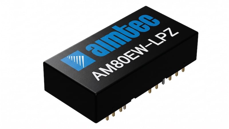 Aimtec's new 2×1-inch AM80EW-LPZ DC-DC converter