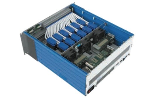 The 60-191-002-204 model of the LXI high current and sense SPST switching unit with top cover removed