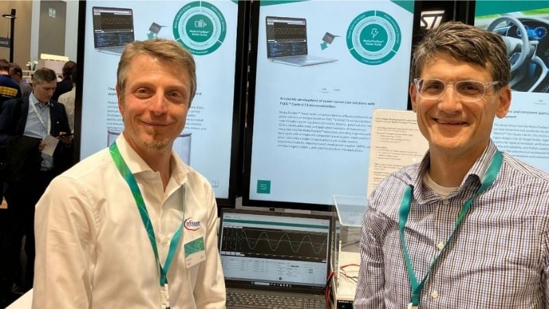 Massimo Paglia (left) and Steve Tateosian (right) at Embedded World. 