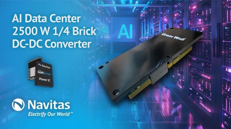 Navitas’ 2.5kW GaN-based DC-DC converter achieves record power density and efficiency