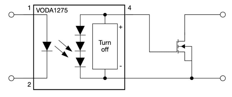 Sample application of the VODA1275 as an isolated MOSFET driver for high-voltage switching