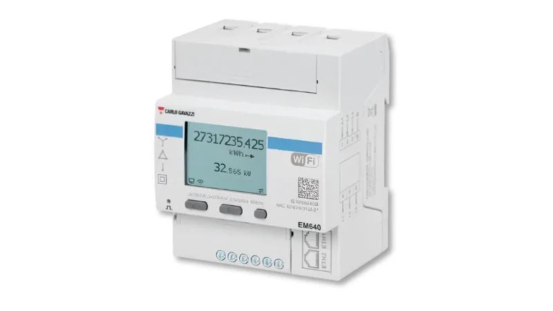 The EM640 energy analyzer features built-in Wi-Fi connectivity for direct configuration and monitoring