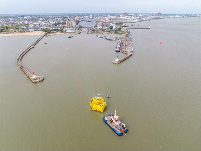 The Sealhyfe platform was towed to its designation near an offshore wind turbine off the Port of Saint-Nazaire in May 2023