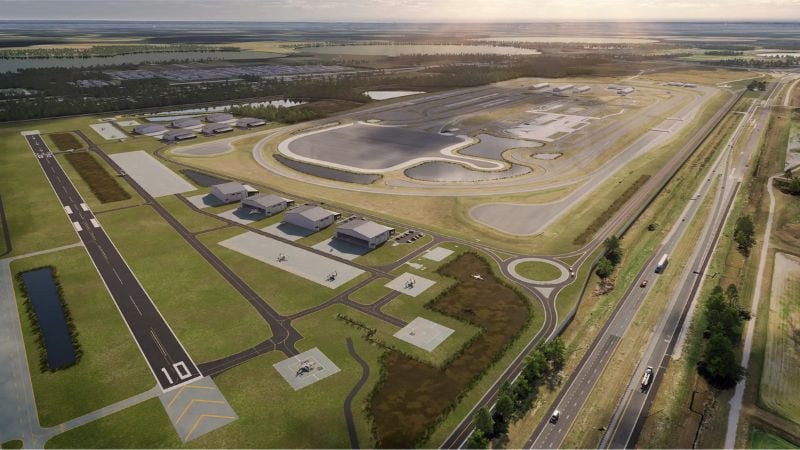 The SunTrax testing facility in Florida features a dedicated test track for next-gen aircraft