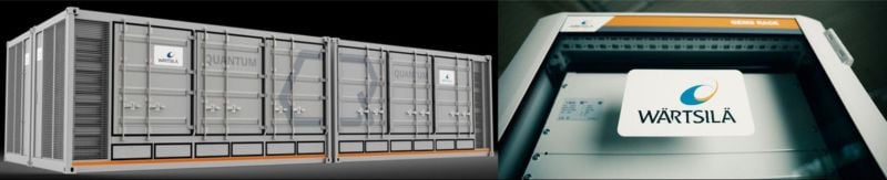 Wärtsilä’s Quantum3 battery storage container (left) and digital energy management platform (right)