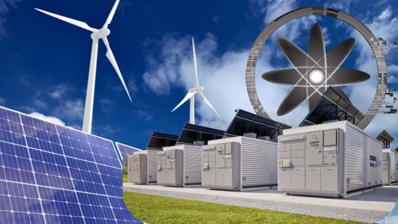 Wind, solar, battery storage, and fusion