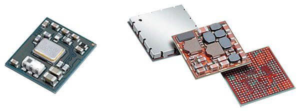 Space-saving TDK SESUB module Left: The TDK Bluetooth low energy module worldwide, developed for the Bluetooth 4.0 low-energy unit with dimensions of only 4.6 mm x 5.6 mm. The complete power management of a smartphone is integrated in the TDK power management unit (right).