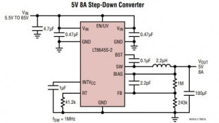 65Vin, 5Vout / 8A Synchronous Step-Down Regulator with 2.5µA IQ