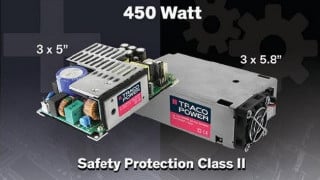 Traco Power’s TPP 450B Series 3x5” Power Supply Offers Safety Protection Class II