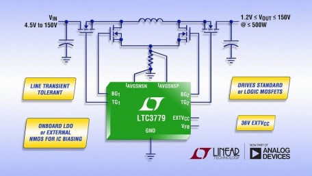 150V Synchronous Buck-Boost Controller Eliminates Surge Protection Devices