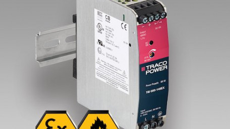 80 W DIN Rail Power Supplies with ATEX and UL HazLoc Certifications Offers 122448V Outputs