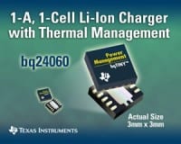 TI Introduces 1-A bqTINY&trade; Li-Ion Battery Charger with LDO Mode and Thermal Management