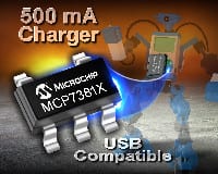 Microchip Technology Announces Single-Cell Li-Ion/Li-Polymer Chargers in SOT-23 Packages
