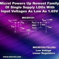 Micrel Offers New Family Of Single Supply LDOs With Input Voltages As Low As 1.65V