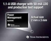 Texas Instruments Power Circuit Simplifies USB Battery Charger Design