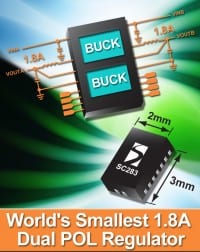 Semtech Expands Buck Regulator Platform with Small 1.8A Dual Point-of-Load Regulator