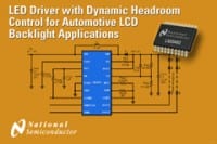 National Semi Introduces LED Driver with Dynamic Headroom Control for Automotive LCD Backlight Applications
