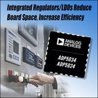Analog Devices Integrates Two Bucks Regulators and Two LDOs in Smaller Power Management ICs