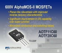 Alpha and Omega Releases Robust 600V AlphaMOS-II MOSFET Family