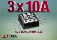 Triple 10A Step-Down &micro;Module Regulator Delivers Full Output up to 67&deg;C