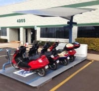 Mini-fleets of Electric Super Scooters Docked to a Solar Charging Station