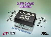UL-Recognized 2.5W Converter with 2kVac-Isolation in BGA