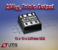 Triple-Output Regulator with Integrated Heatsink delivers 70W in 4.5cm&sup2;