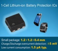 One-cell Li-ion Battery Protection ICs in 1.2 x 1.2 mm Package