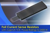2500W Current-Sensing Resistors with TCR to &plusmn;2 ppm/K