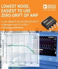 Zero-Drift Precision Op Amp Claims Best Noise Performance