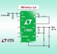 100V /1A Step-Down Regulator has 7&micro;A Quiescent Current