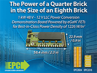 EPC’s 1kW, 48V to 12V LLC Power Conversion Demonstration Board Delivers High Power Density