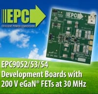 Development Boards with 200V eGaN FETs Operate to 30 MHz