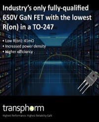 650V GaN FET with 41mOhms On-Resistance in a TO-247