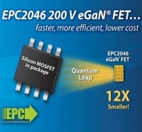 200V GaN Power Transistor is 12x Smaller Than MOSFETs