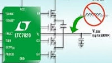 72V Fixed-Ratio DC-DC Controller Eliminates Power Inductor