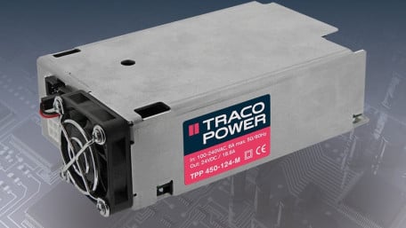 450-Watt AC-DC offers Full-Load Operation up to +65°C