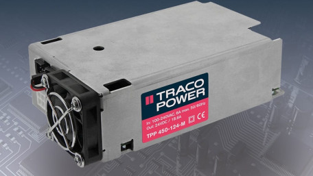 450-Watt AC-DC offers Full-Load Operation up to +65°C